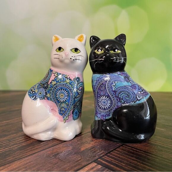 Other - Vintage Black & White Kitty Cat Salt & Pepper Shakers – Mid-Century Charm